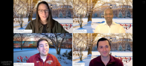 Screenshot of event panelists and host during the recording.