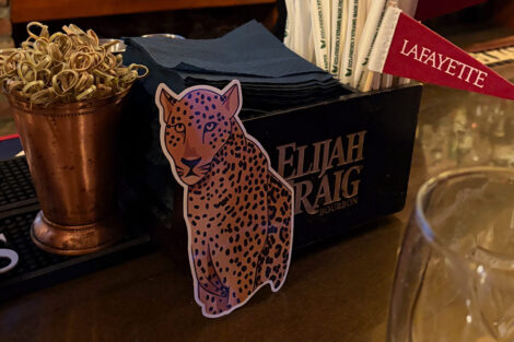 Leopard sign at a bar