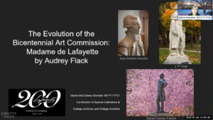 Title page of the slideshow featuring photographs of campus statues.